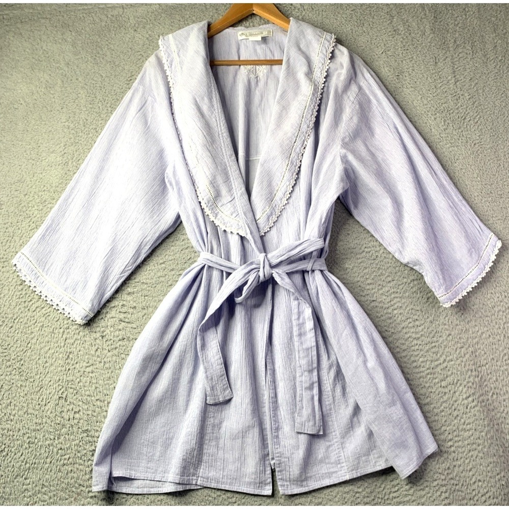 Eileen West Robe Womens Size Large Blue Robe Coastal Sleepwear Eileen West Robe